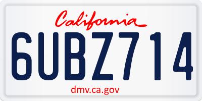 CA license plate 6UBZ714
