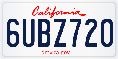 CA license plate 6UBZ720