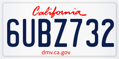 CA license plate 6UBZ732