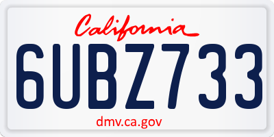 CA license plate 6UBZ733