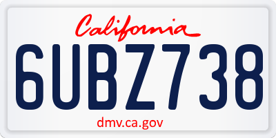 CA license plate 6UBZ738