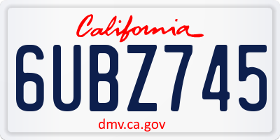 CA license plate 6UBZ745