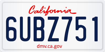 CA license plate 6UBZ751
