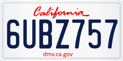 CA license plate 6UBZ757