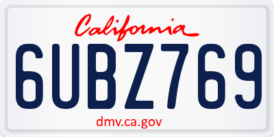 CA license plate 6UBZ769