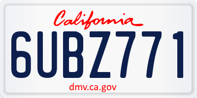 CA license plate 6UBZ771