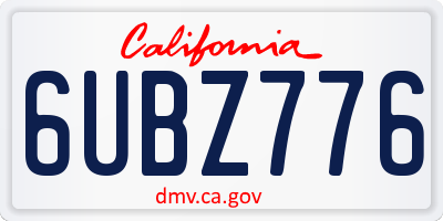 CA license plate 6UBZ776