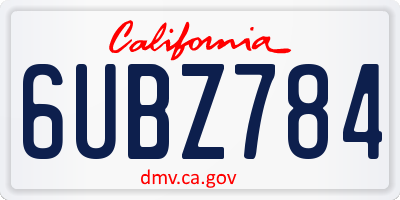CA license plate 6UBZ784