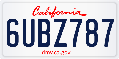 CA license plate 6UBZ787