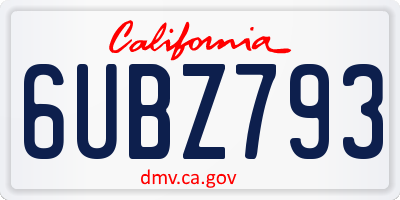 CA license plate 6UBZ793