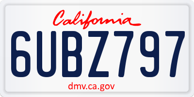 CA license plate 6UBZ797
