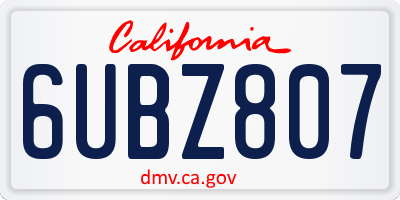 CA license plate 6UBZ807