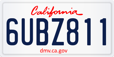 CA license plate 6UBZ811