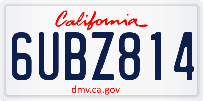 CA license plate 6UBZ814