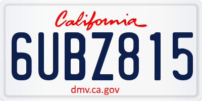 CA license plate 6UBZ815