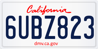 CA license plate 6UBZ823
