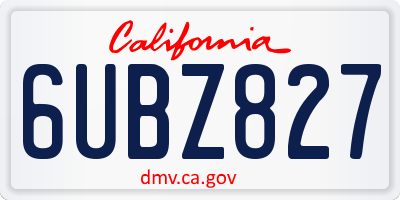 CA license plate 6UBZ827
