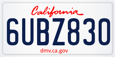 CA license plate 6UBZ830