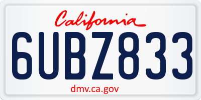 CA license plate 6UBZ833