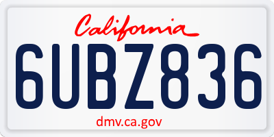 CA license plate 6UBZ836