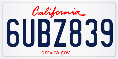CA license plate 6UBZ839
