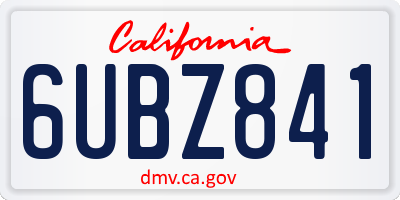 CA license plate 6UBZ841