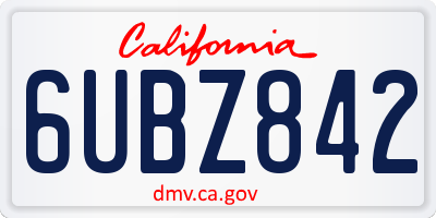 CA license plate 6UBZ842