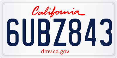 CA license plate 6UBZ843