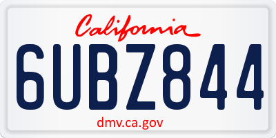 CA license plate 6UBZ844