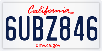 CA license plate 6UBZ846