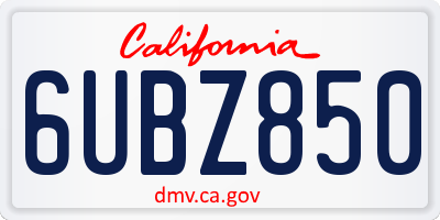 CA license plate 6UBZ850