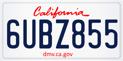 CA license plate 6UBZ855