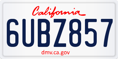 CA license plate 6UBZ857