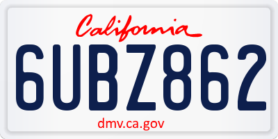 CA license plate 6UBZ862