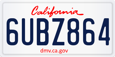 CA license plate 6UBZ864