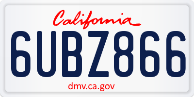 CA license plate 6UBZ866