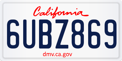 CA license plate 6UBZ869