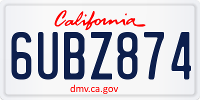 CA license plate 6UBZ874