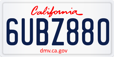 CA license plate 6UBZ880