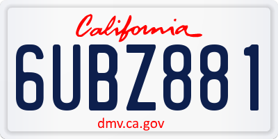 CA license plate 6UBZ881