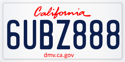 CA license plate 6UBZ888