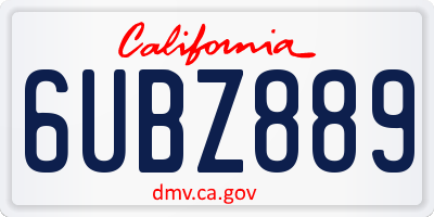 CA license plate 6UBZ889
