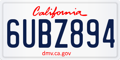 CA license plate 6UBZ894