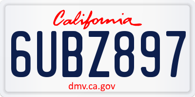CA license plate 6UBZ897