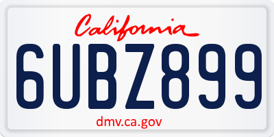 CA license plate 6UBZ899
