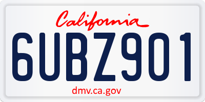 CA license plate 6UBZ901