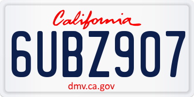 CA license plate 6UBZ907