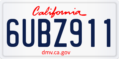 CA license plate 6UBZ911