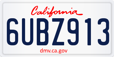 CA license plate 6UBZ913