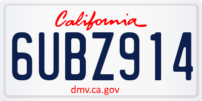 CA license plate 6UBZ914